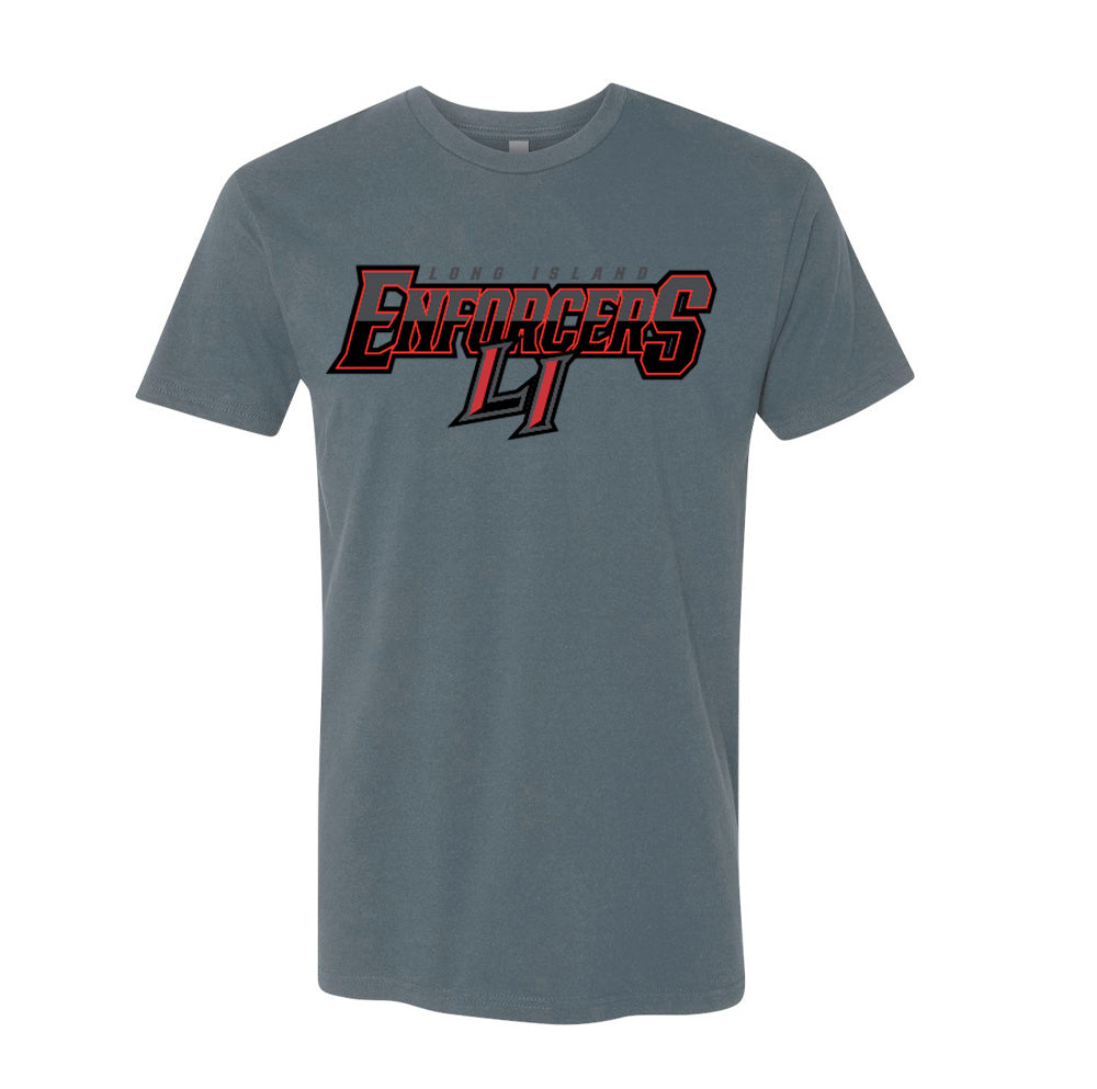 Enforcers Hockey | Wordmark Logo Tee (Heather Blue/Slate)