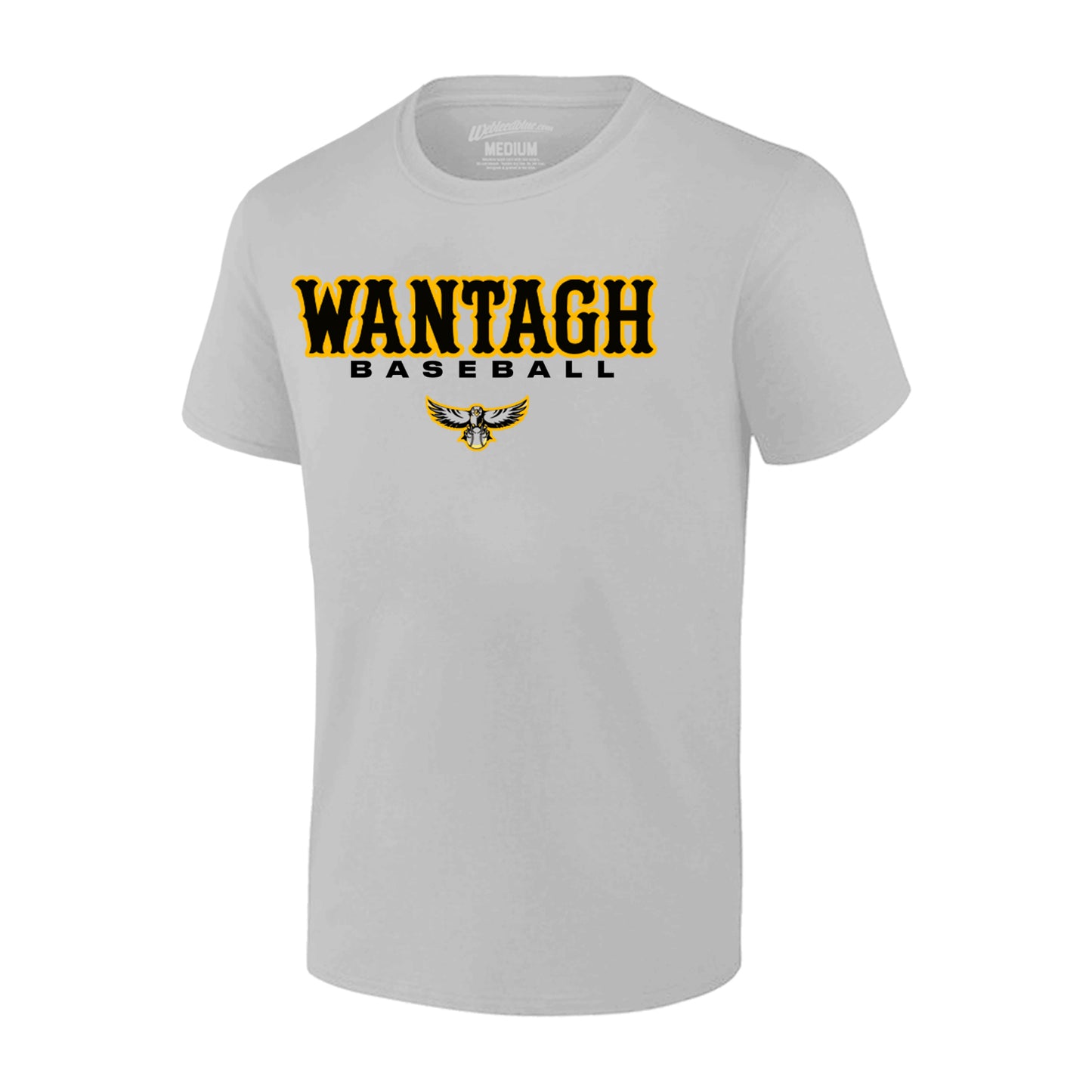 Wantagh Hawks | "Wantagh Baseball" Vintage Font Tee (Light Grey)