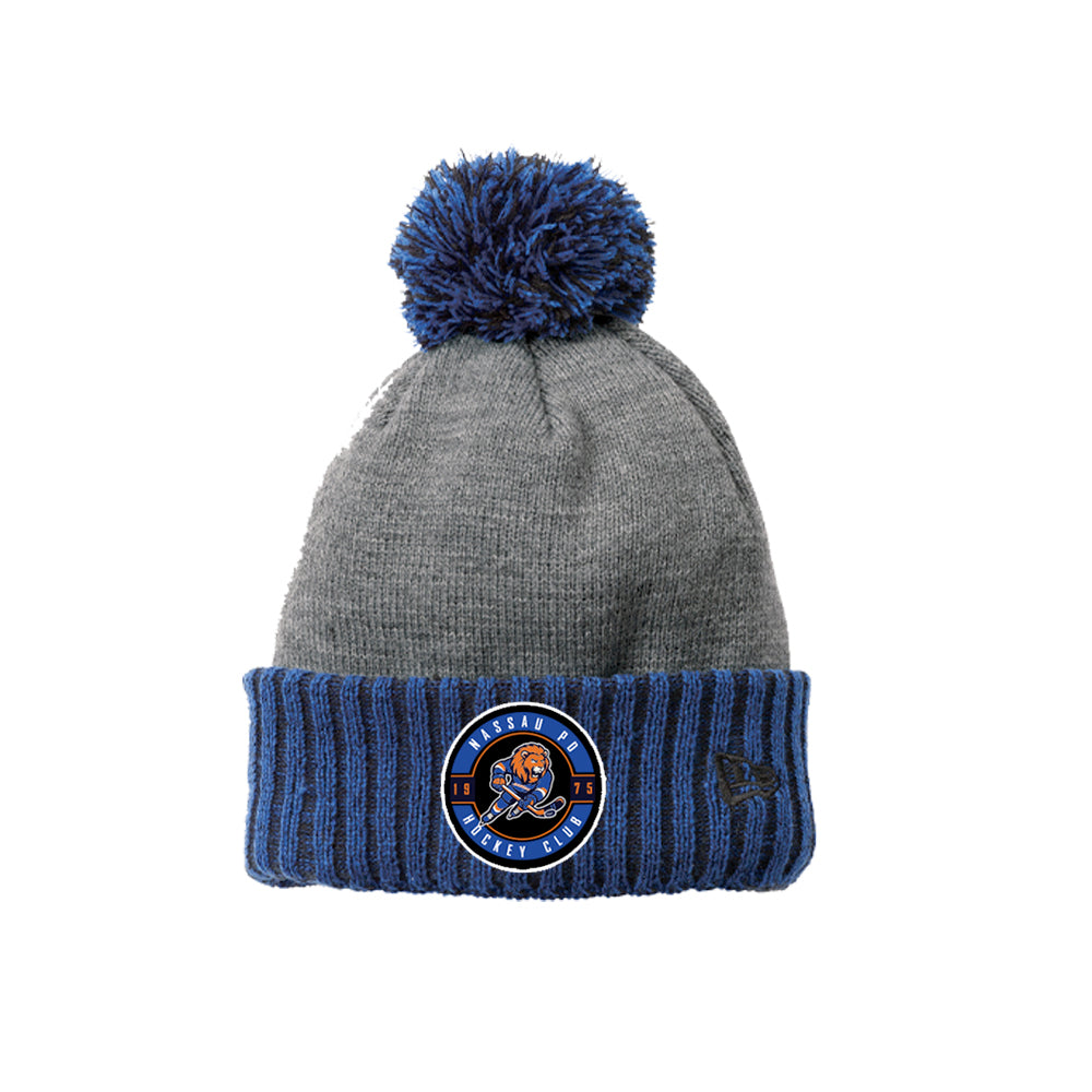 NCPD Hockey | New Era® Colorblock Pom Beanie (Royal/Grey)