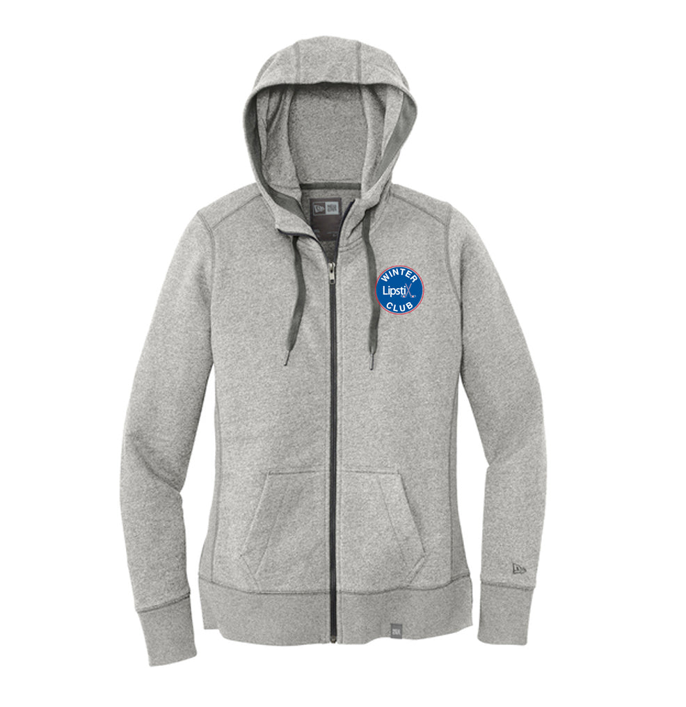 Winter Club Lipstix | Women's New Era® French Terry Full-Zip Hoodie (Light Grey)