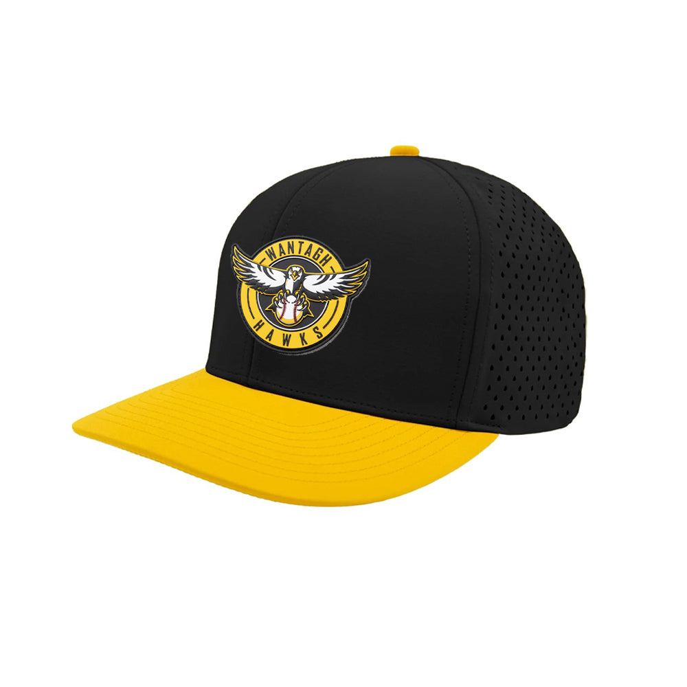 Wantagh Hawks | PVC Logo Perforated Performance Cap (Black/Gold)