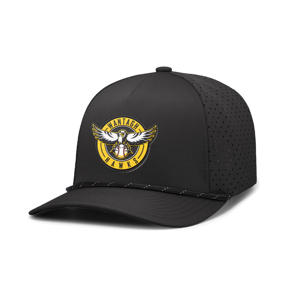 Wantagh Hawks | PVC Logo Perforated Performance Rope Cap (Black)