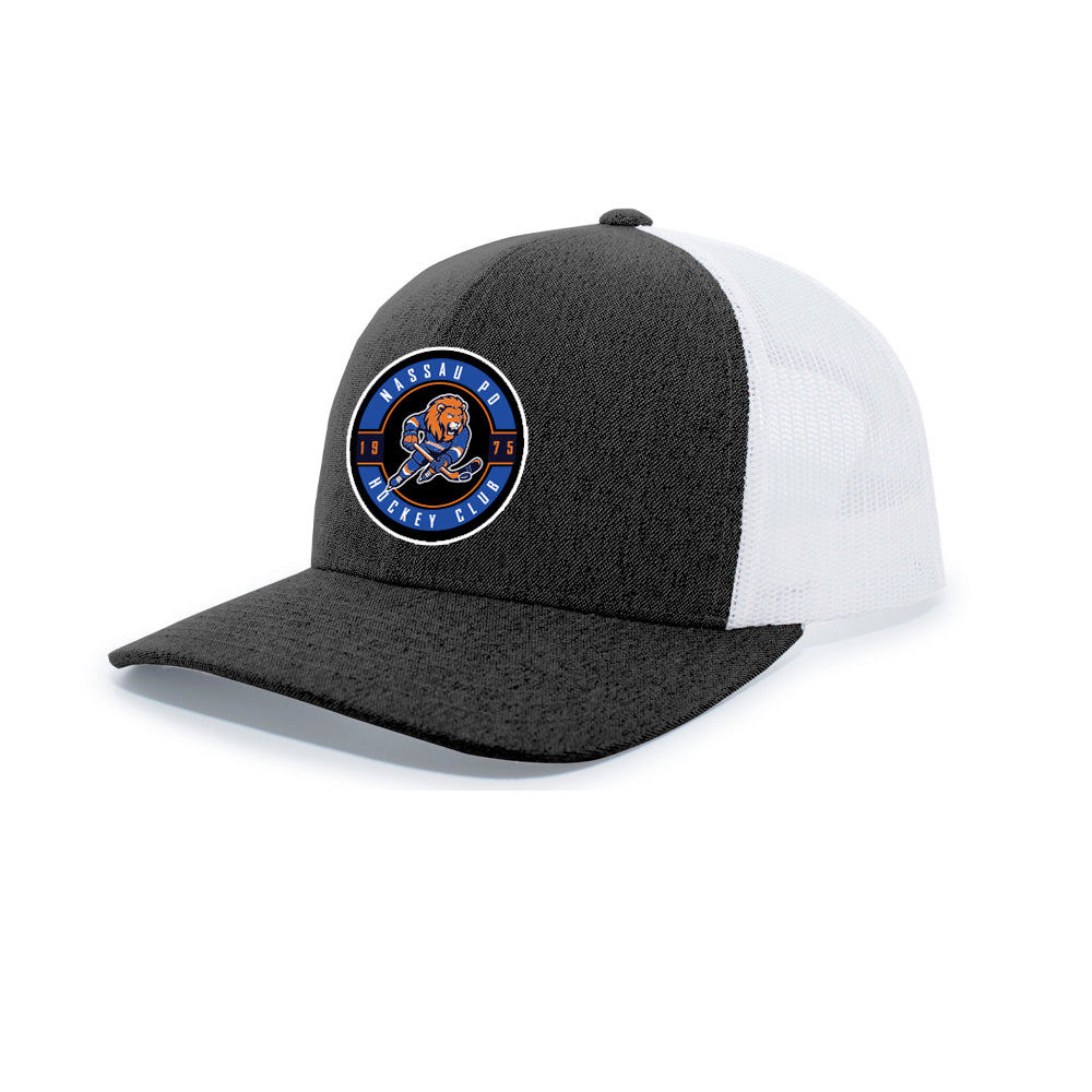 NCPD Hockey | Lion PVC Logo Melange Snapback Trucker (Charcoal/White)