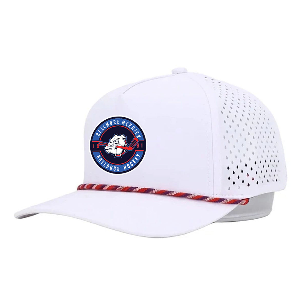 BM Bulldogs | Circle PVC Logo Performance Rope Cap (White R/W/B Rope)