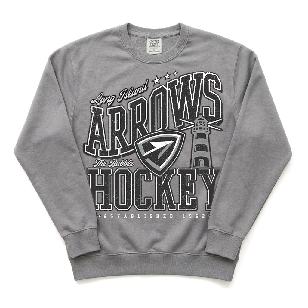 Arrows | Retro Wordmark Comfort Colors® Crewneck Sweatshirt (Grey)