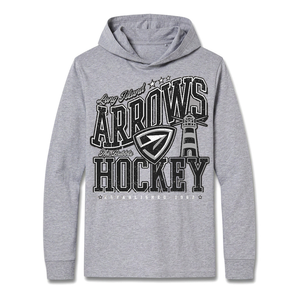 Arrows | Retro Wordmark Lightweight Hooded Shirt (Heather)