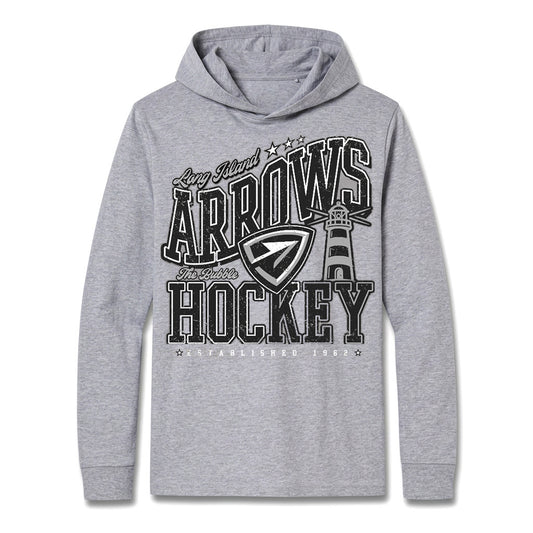 Arrows | Retro Wordmark Lightweight Hooded Shirt (Heather)