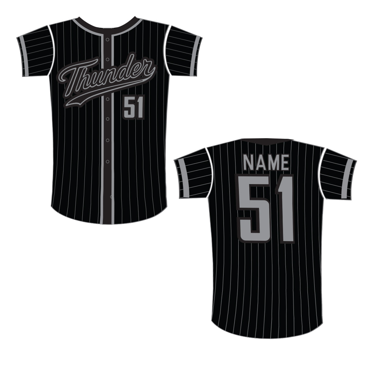 LI Thunder | Black Pinstripe Jersey