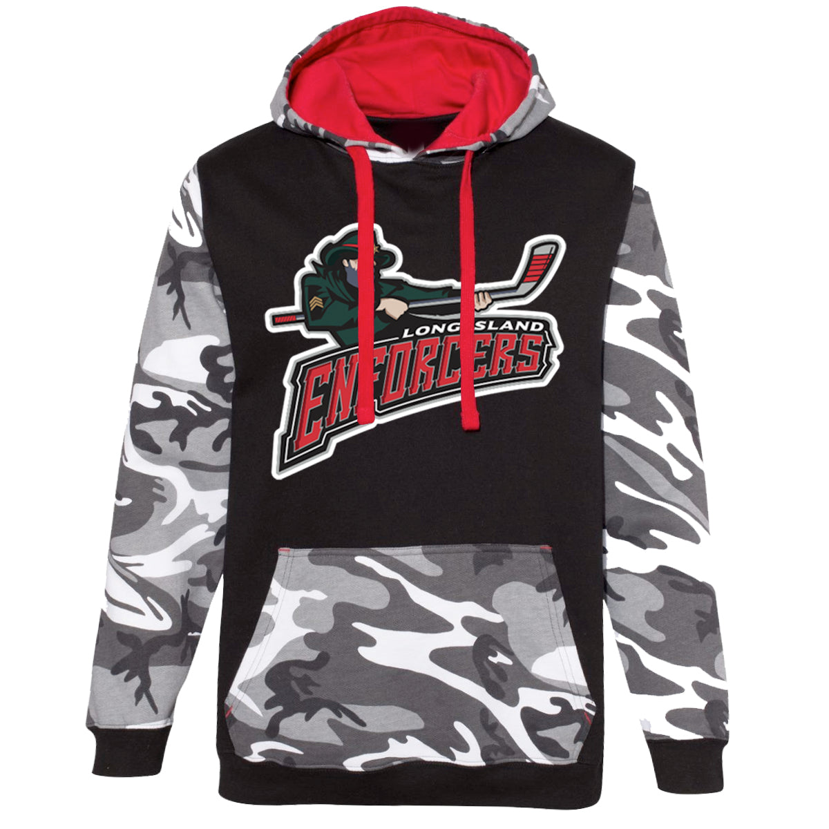 LI Enforcers | Logo Colorblock Camo Hoodie (Black/Grey)