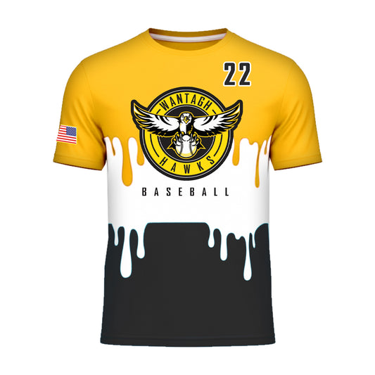 Wantagh Hawks | Drip Performance Tee (Black/Gold)