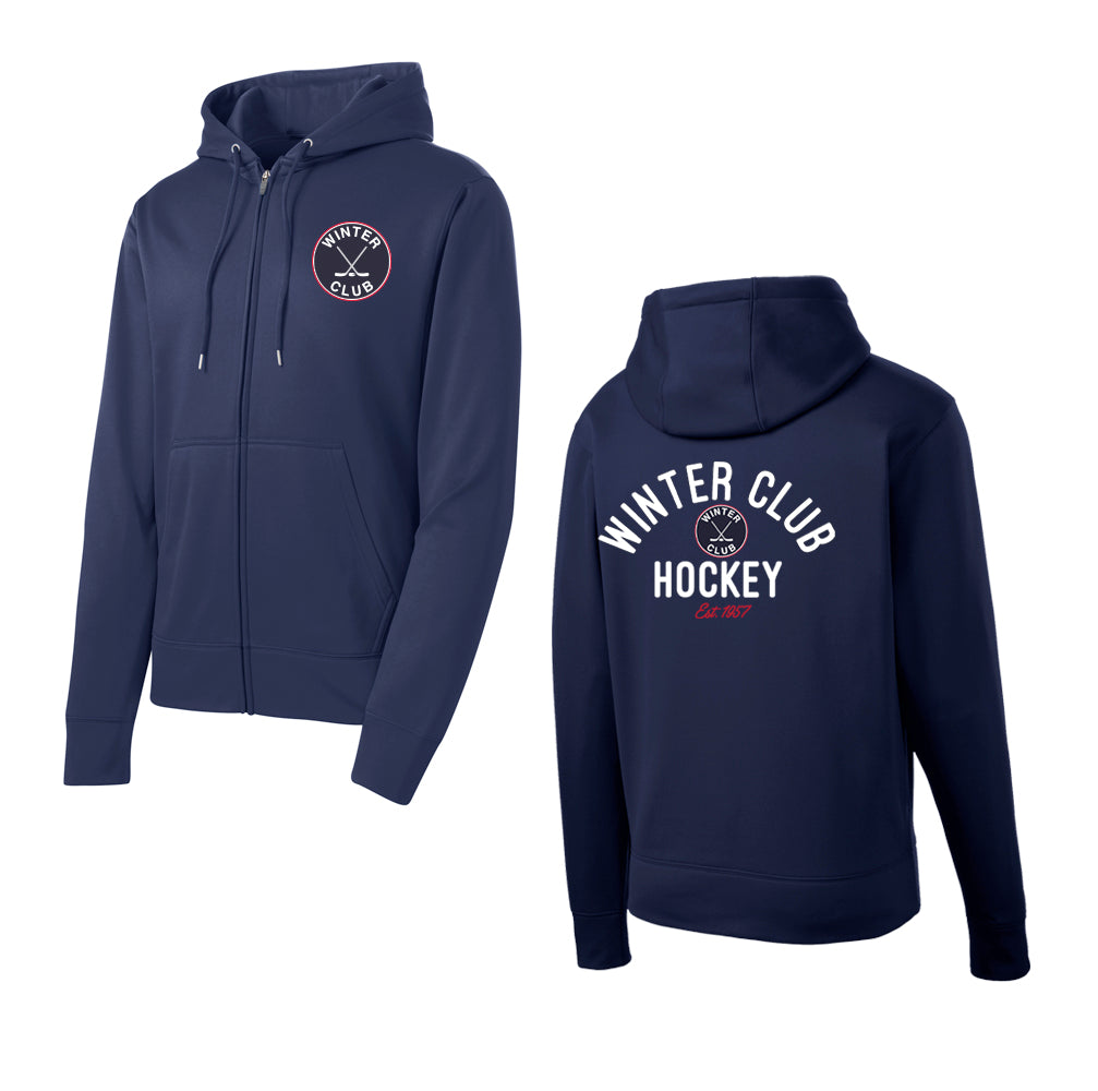 Winter Club | Full-Zip Performance Fleece-lined Hoodie (Navy)