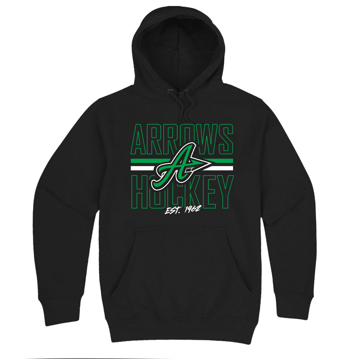 Arrows | Green Wordmark Hoodie (Black)