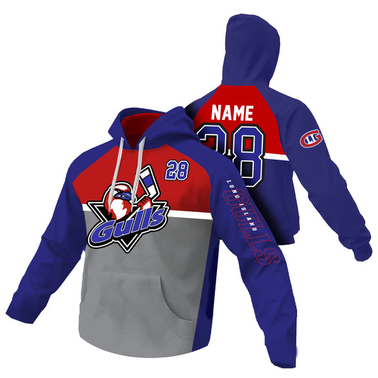 Gulls Hockey | Sublimated Fleece Lined Shell Hoodie (Royal/Red/Grey)