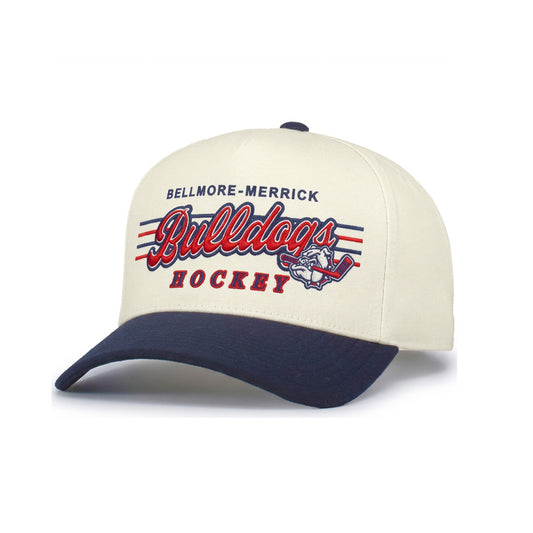 BM Bulldogs | Embroidered BMB Vintage Snapback Cap (Cream/Navy)
