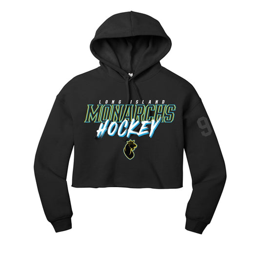 Monarchs | Ladies Retro Wordmark Cropped Hoodie (Black)