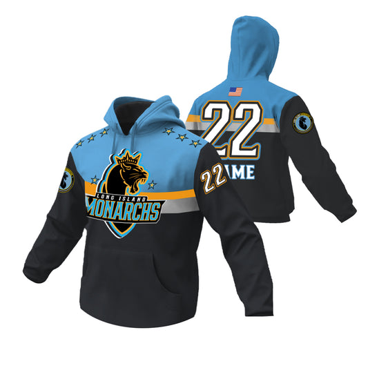 Monarchs | Sublimated Fleece Lined Hood (Light Blue)