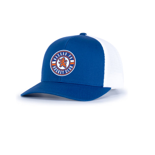 NCPD Hockey |  Original Circle PVC Logo Snapback Trucker (Royal/White)