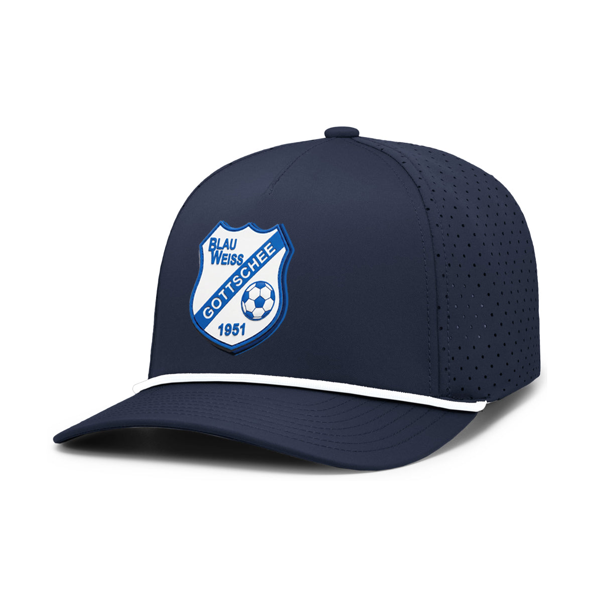 BW Gottschee | PVC Logo Perforated Performance Snapback Rope Cap (Navy)