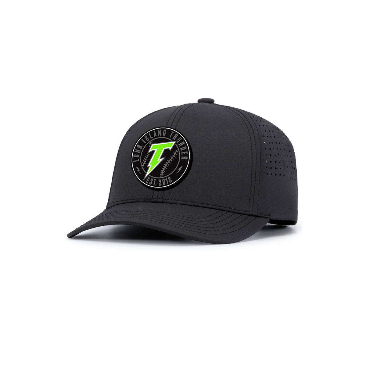 LI Thunder | PVC Logo Performance Perforated Snapback Cap (Black)