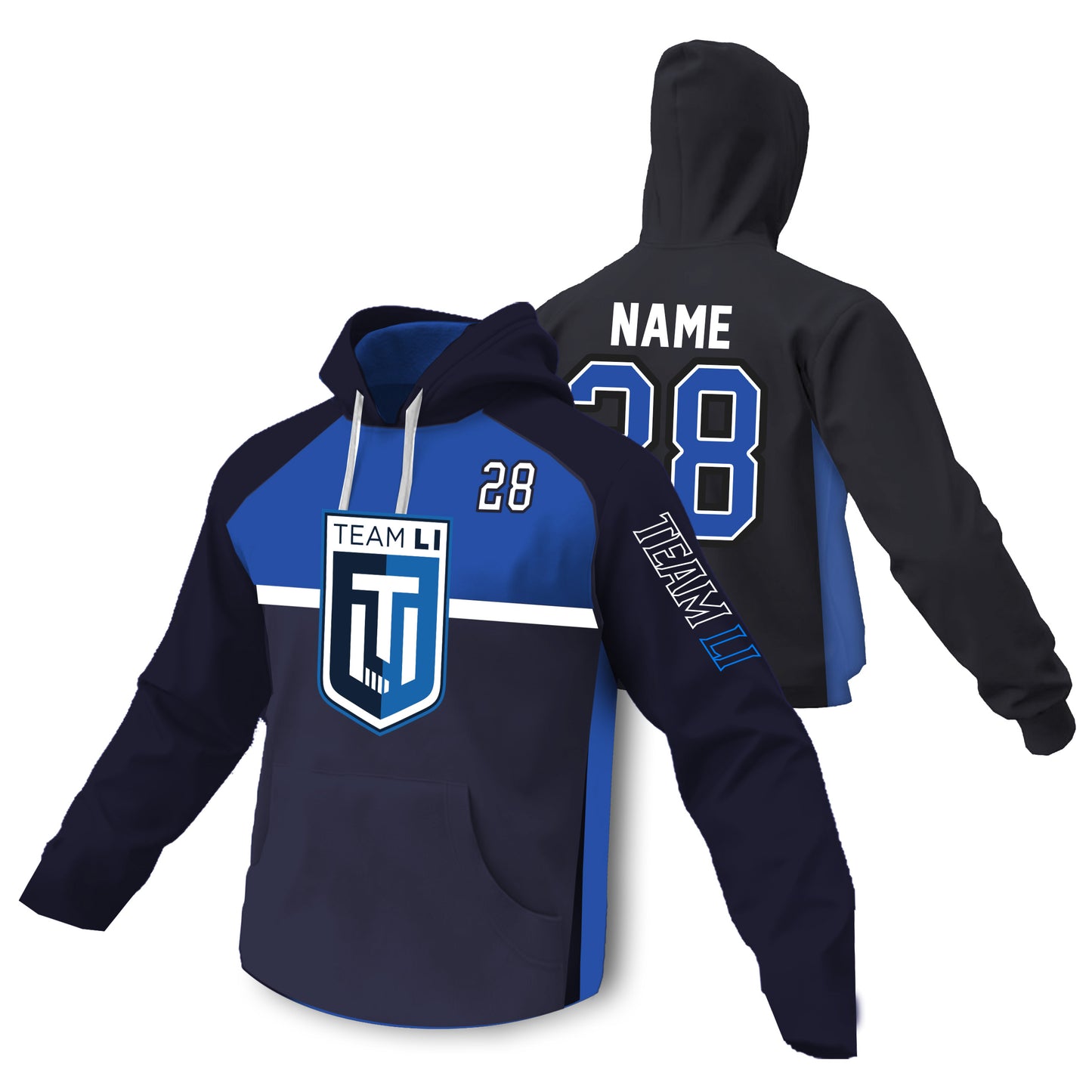 Team LI | Sublimated Fleece Lined Hood (Colorblock Design)