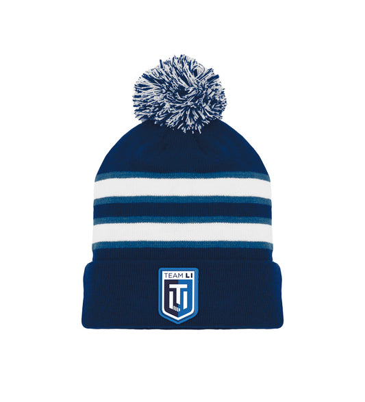 Team LI | Enbroidered Striped Pom Beanie