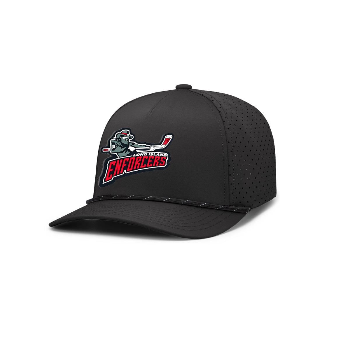 Enforcers | Logo PVC Performance Rope Snapback Cap (Black/Black Rope)