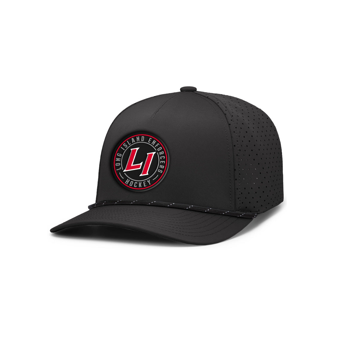 Enforcers | Circle PVC Logo Performance Rope Snapback Cap (Black/Black Rope)