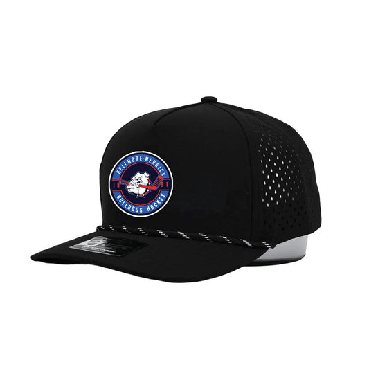 BM Bulldogs | Circle PVC Logo Performance Rope Cap (Black/Black Rope)