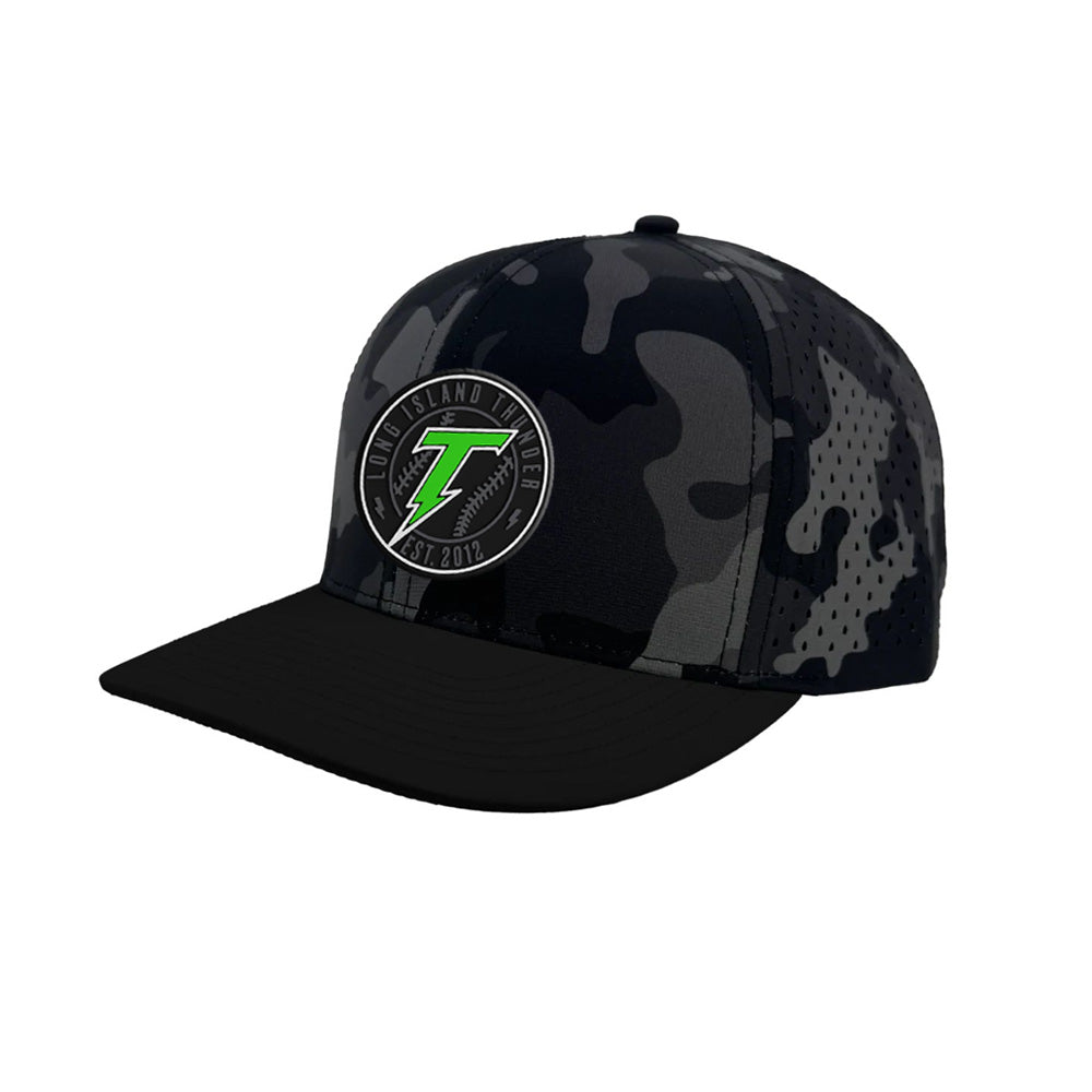 Thunder | Logo PVC Logo Performance Snapback Cap (Black Camo)
