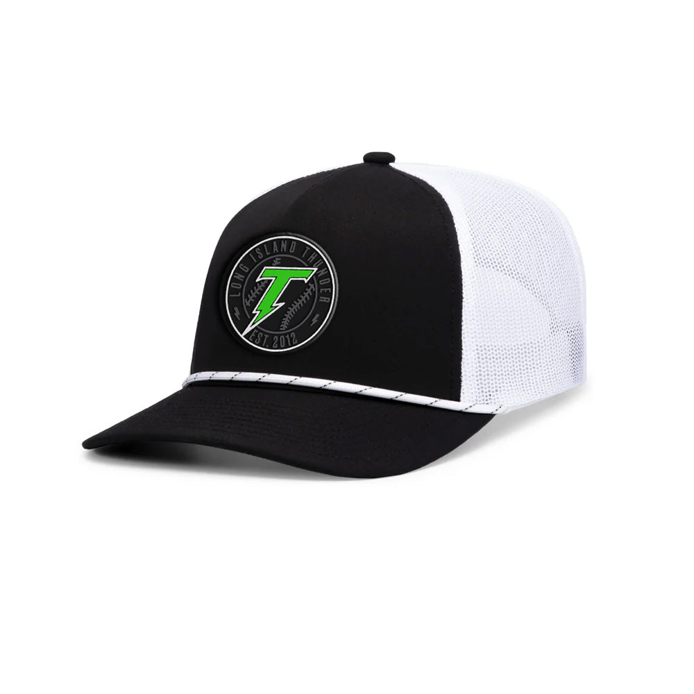 Thunder | PVC Snapback Mesh Cap (Black/White Rope)