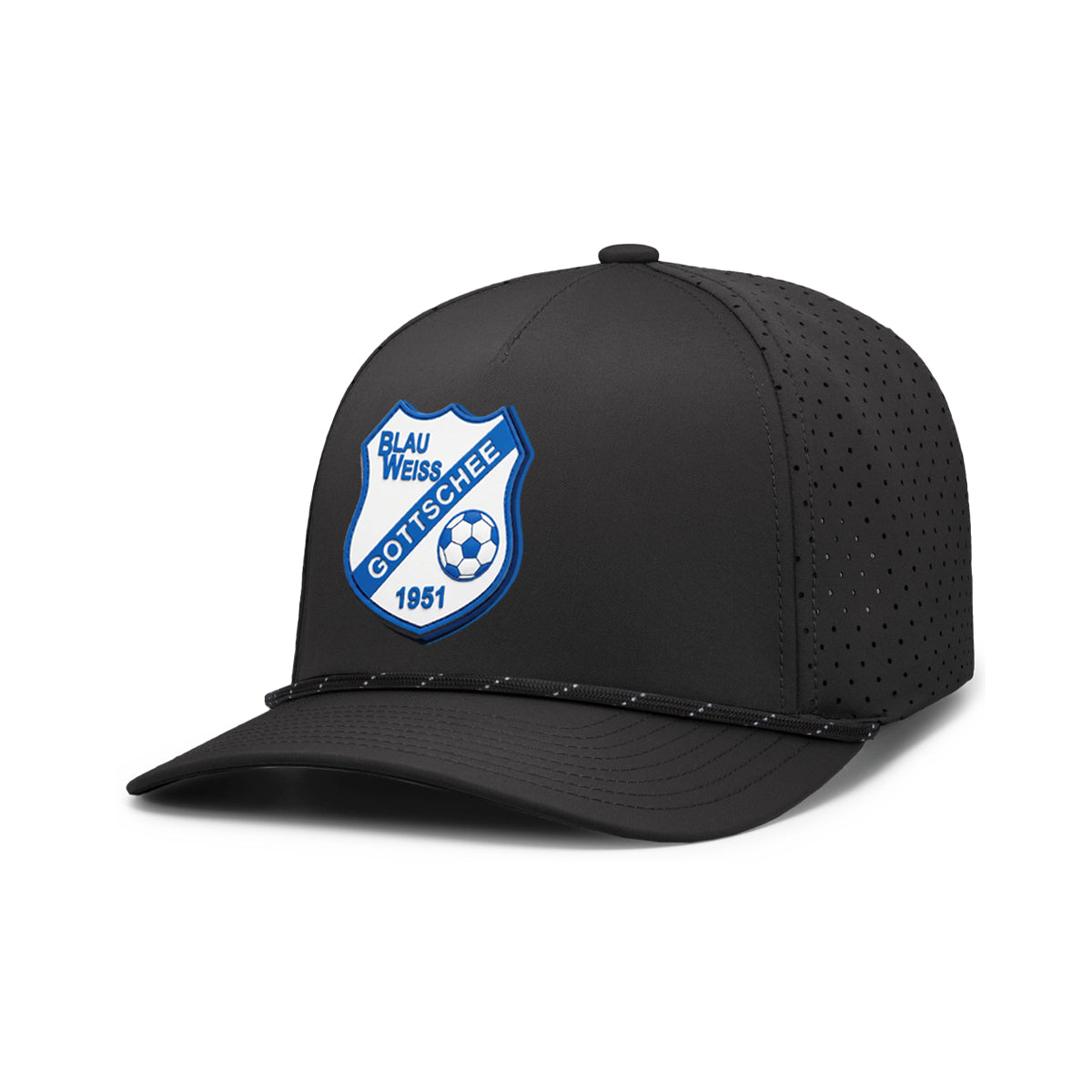 BW Gottschee | PVC Logo Perforated Performance Snapback Rope Cap (Black)