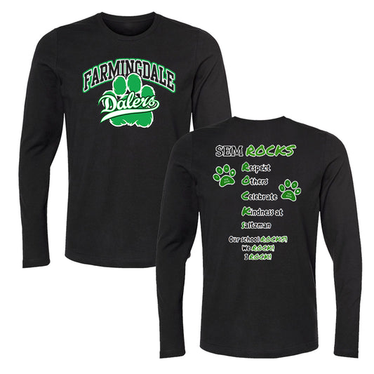 Saltzman | Farmingdale Rocks Arch Long Sleeve Tee - Black
