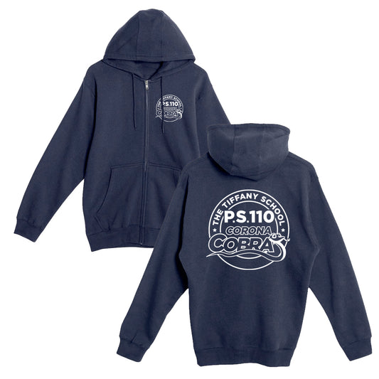 P.S. 110 | Printed Logo Full Zip Hood - Navy