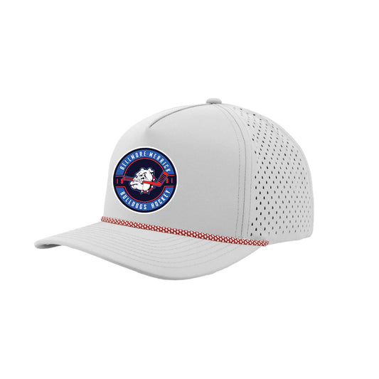 BM Bulldogs | Circle PVC Logo Performance Rope Cap (Off White/Red Rope)