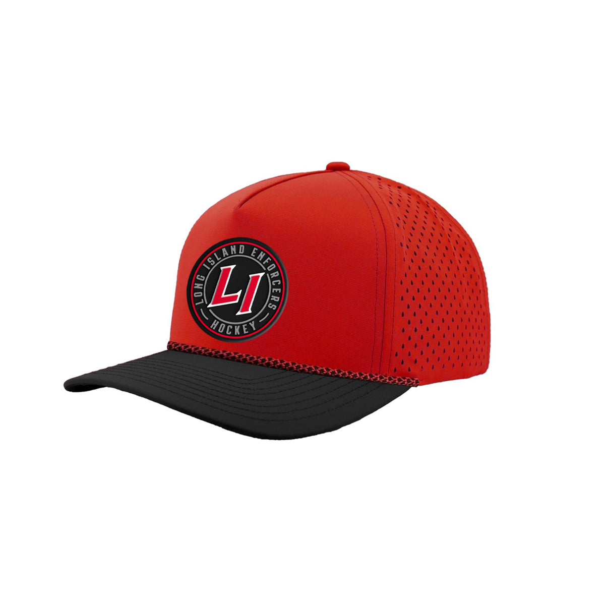 Enforcers | Circle PVC Logo Performance Rope Snapback Cap (Red/Black)