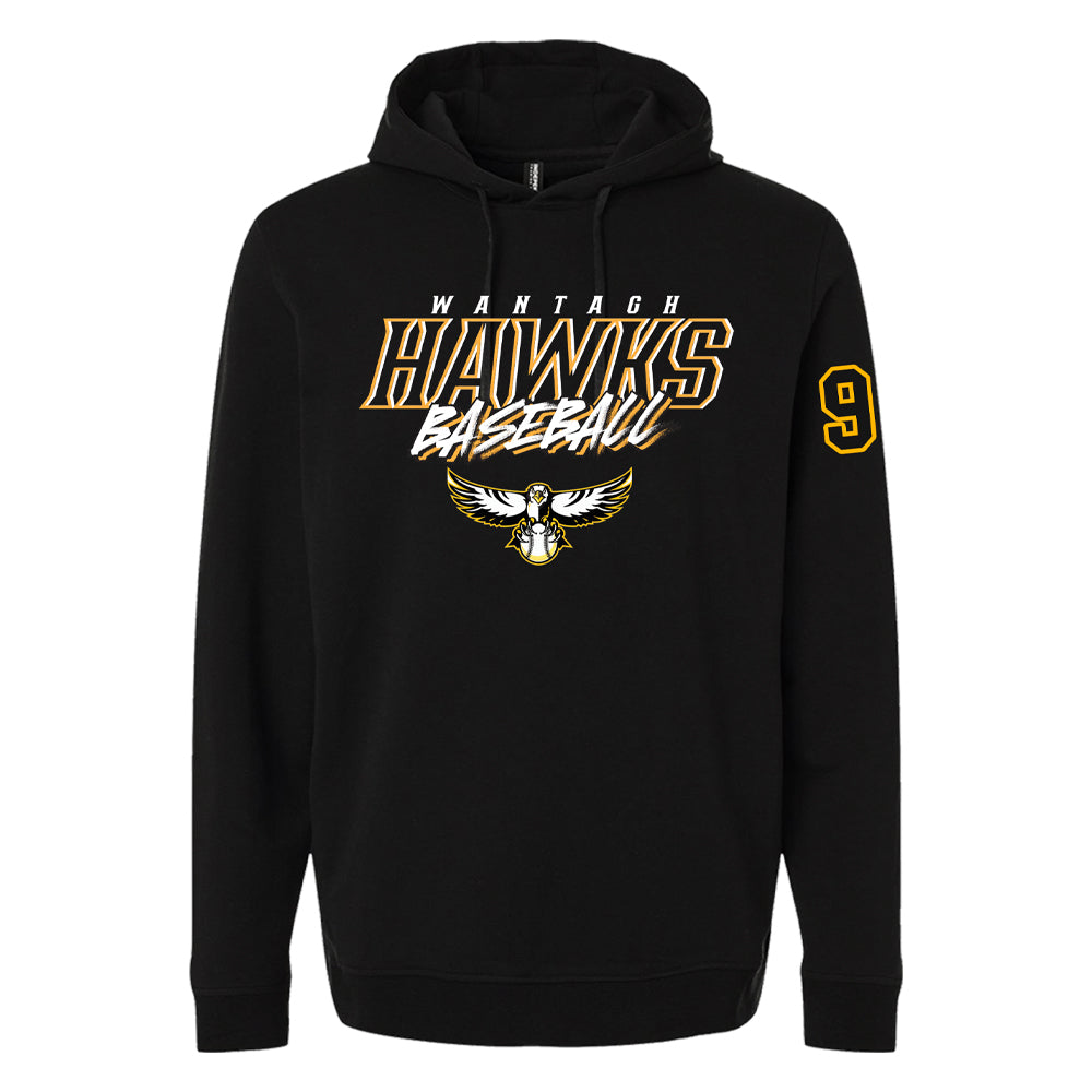 Wantagh Hawks | Retro Wordmark Hoodie (Black)