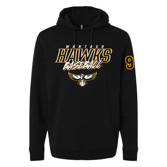 Wantagh Hawks | Retro Wordmark Hoodie (Black)