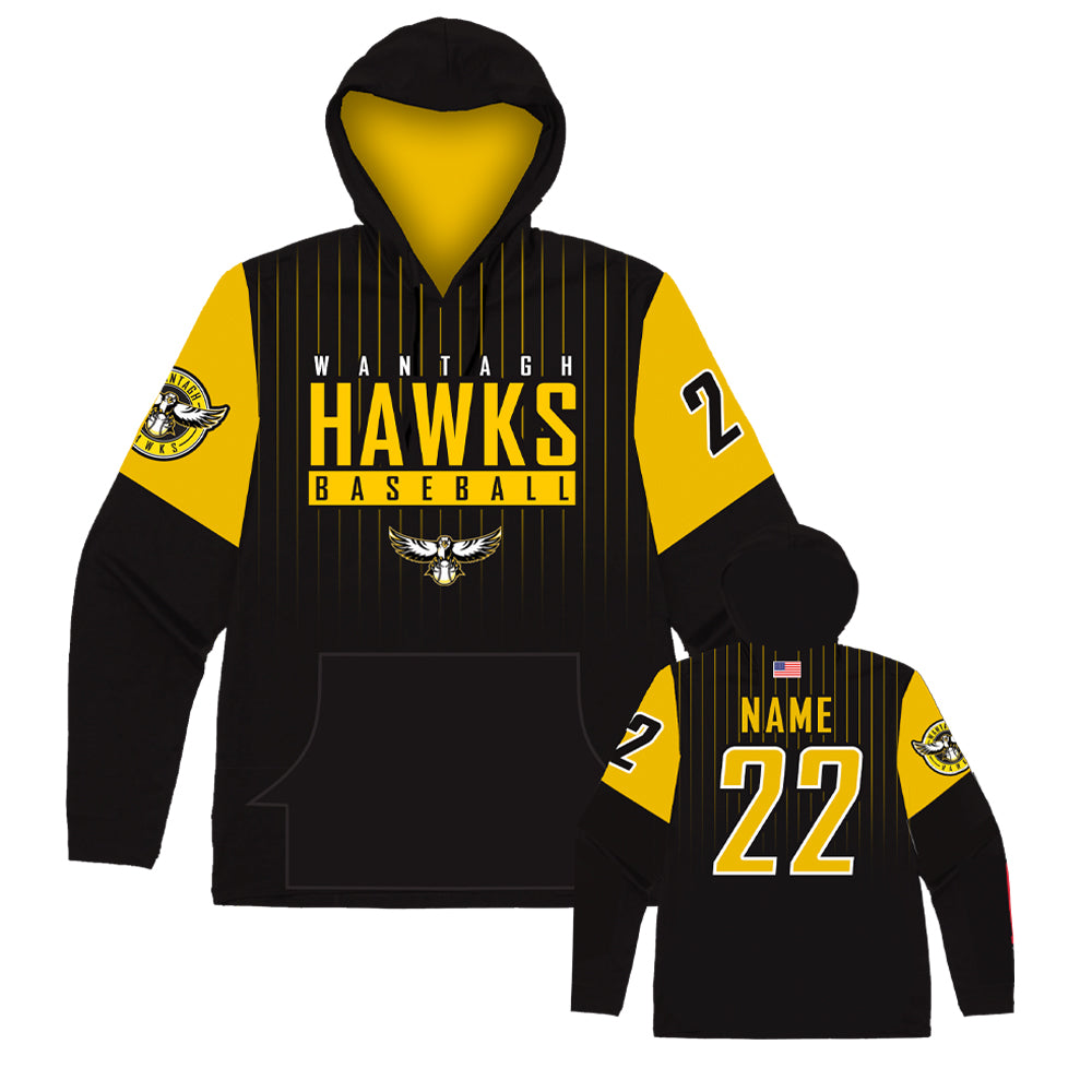 Wantagh Hawks | Sublimated Fleece Lined Pinstripe Fade Hoodie