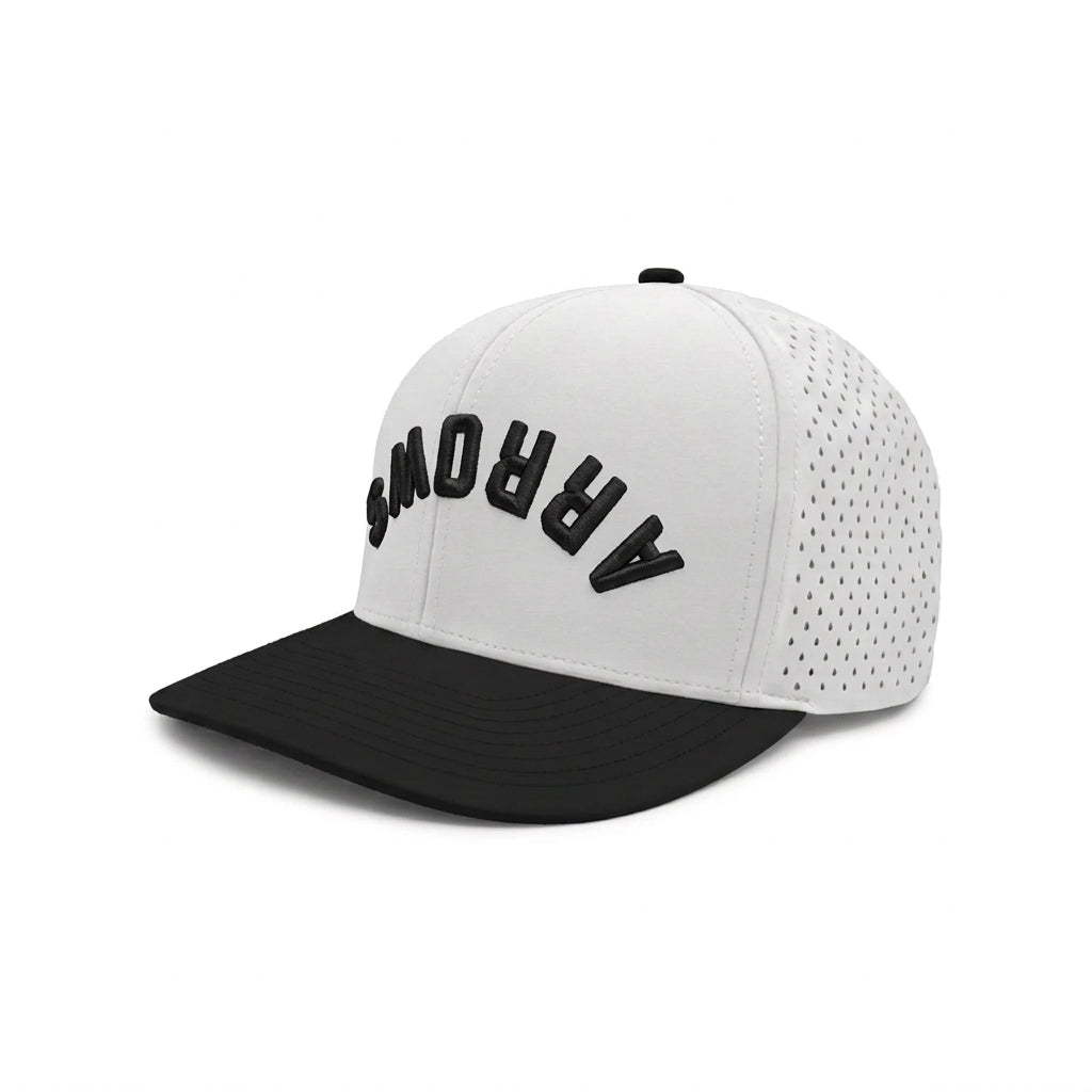Arrows Hockey | Embroidered Upsidedown Arch Snapback Cap (White/Black)