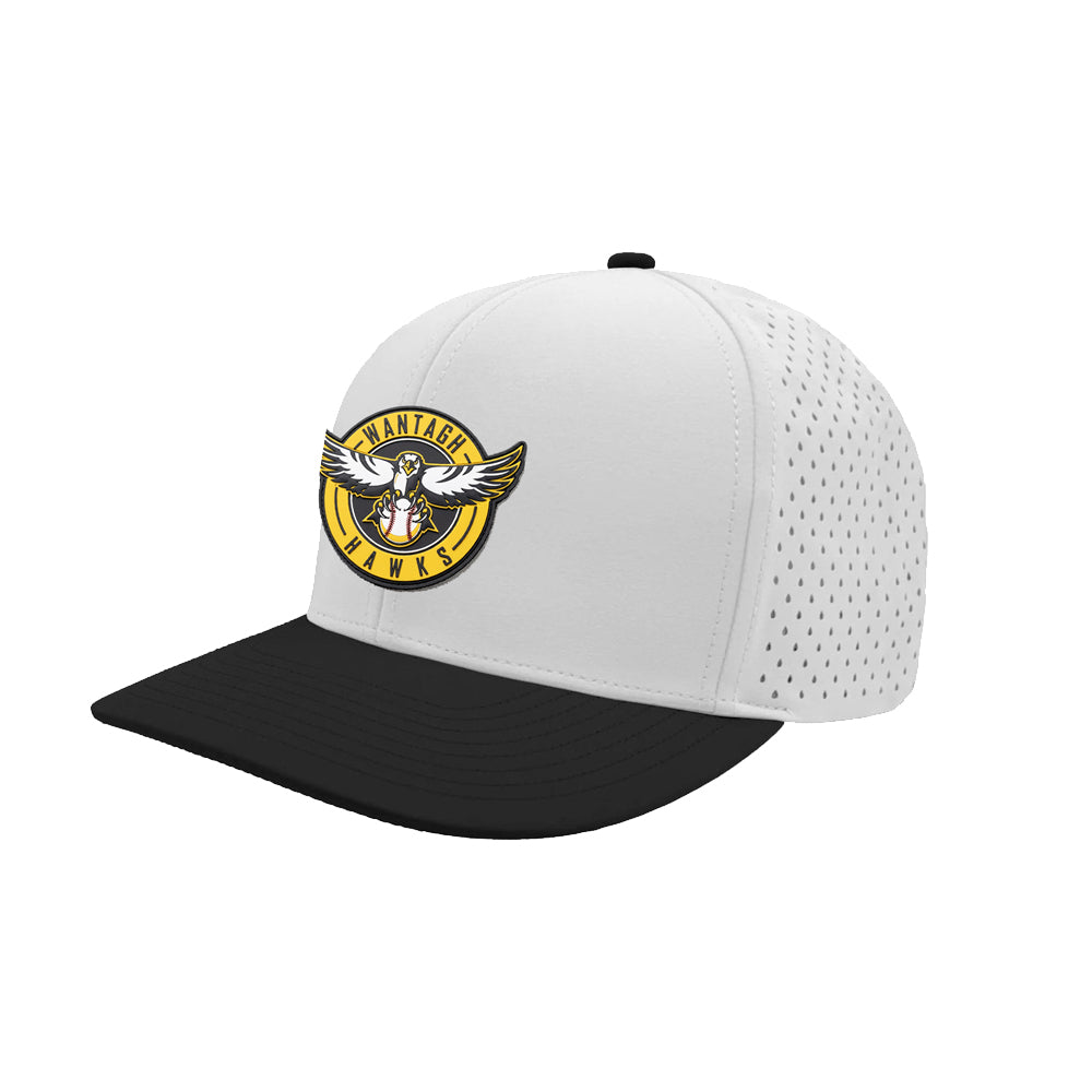 Wantagh Hawks | PVC Logo Perforated Performance Cap (White/Black)