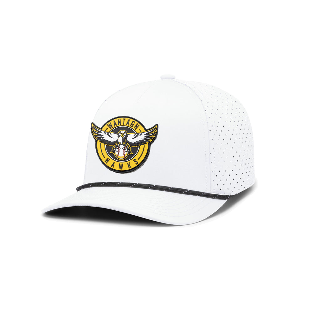 Wantagh Hawks | PVC Logo Perforated Performance Rope Cap (White)