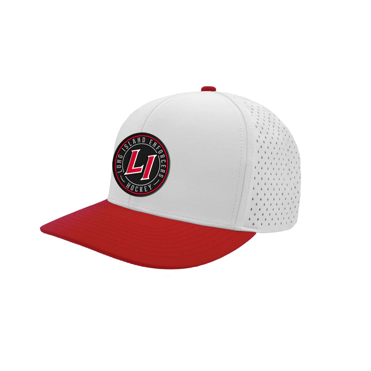Enforcers | Circle PVC Logo Performance Snapback Cap (White/Red)